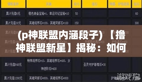 (p神联盟内涵段子) 【撸神联盟新星】揭秘：如何从新手玩家蜕变为撸神联盟大师，震撼收益秘籍大曝光！